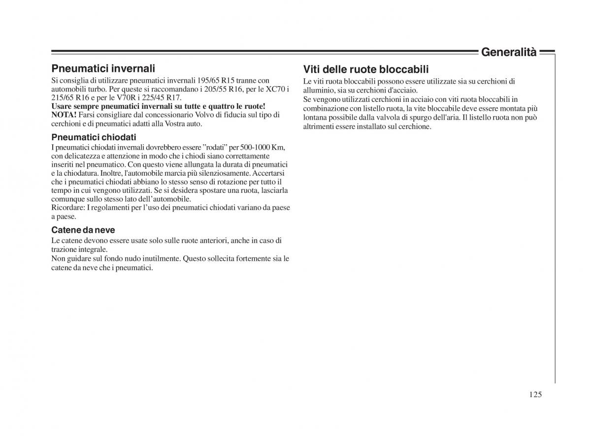 Volvo V70 II 2 manuale del proprietario / page 126