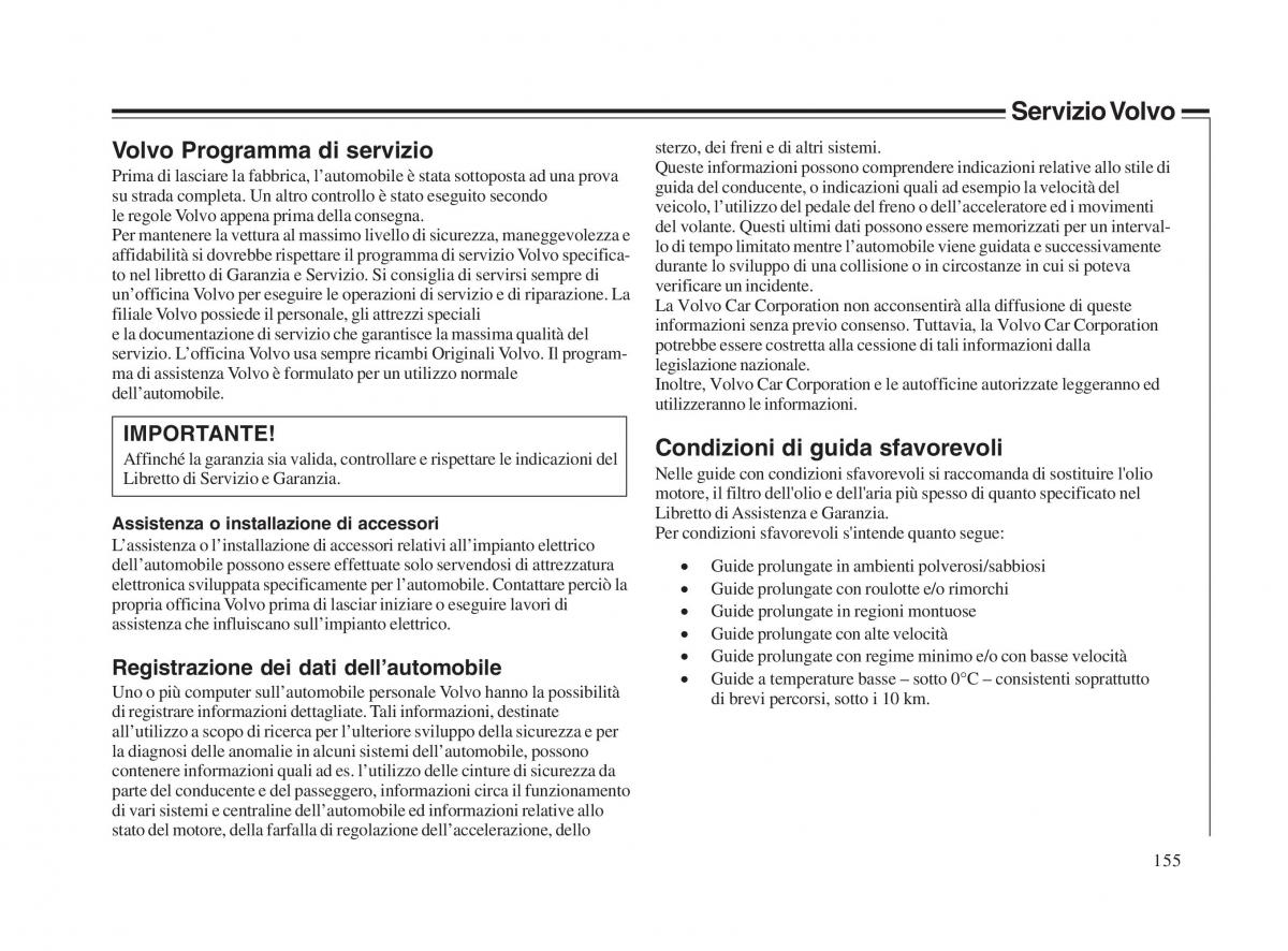 Volvo V70 II 2 manuale del proprietario / page 156