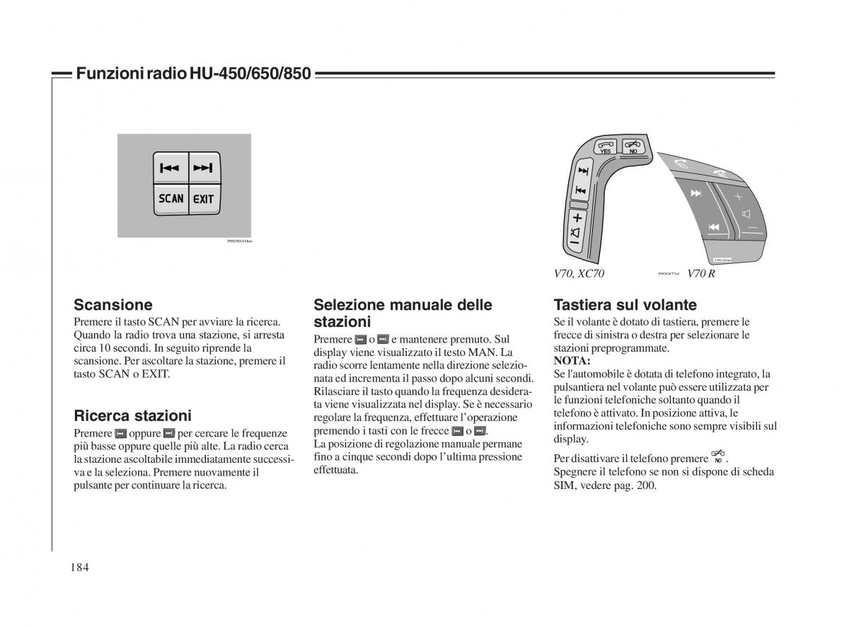 Volvo V70 II 2 manuale del proprietario / page 185