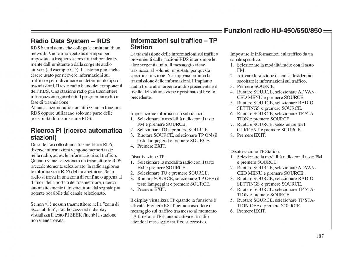 Volvo V70 II 2 manuale del proprietario / page 188