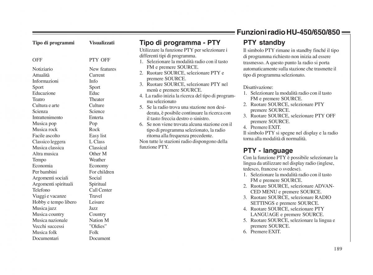 Volvo V70 II 2 manuale del proprietario / page 190