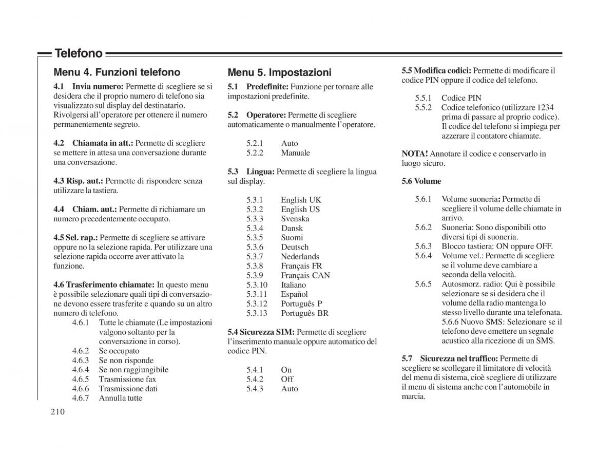 Volvo V70 II 2 manuale del proprietario / page 211