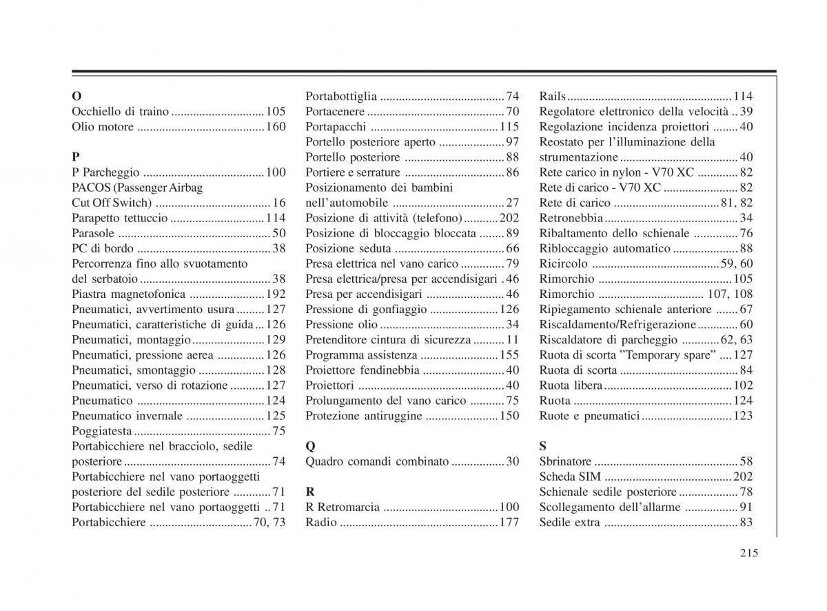 Volvo V70 II 2 manuale del proprietario / page 216