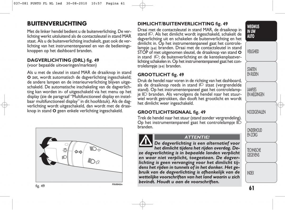 Fiat Punto Evo handleiding / page 63