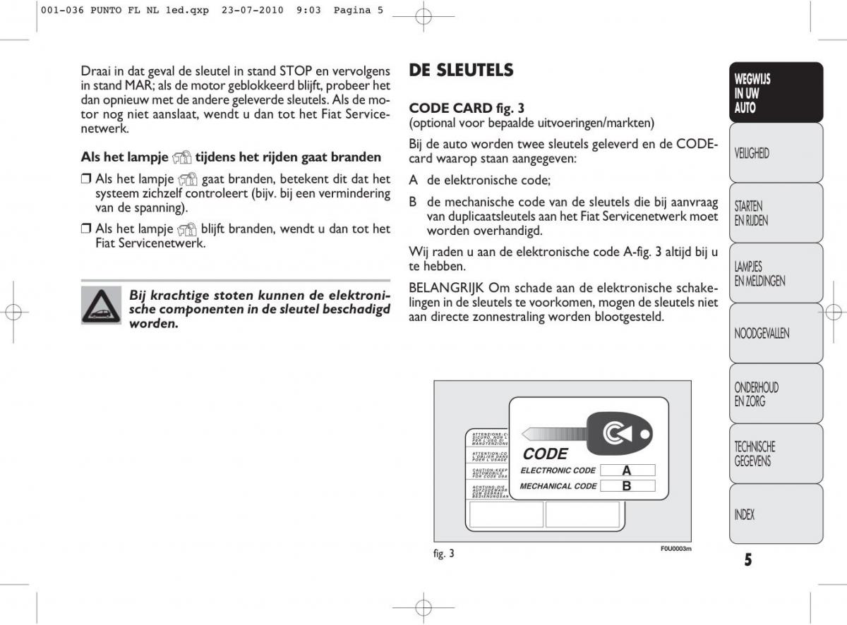 Fiat Punto Evo handleiding / page 7