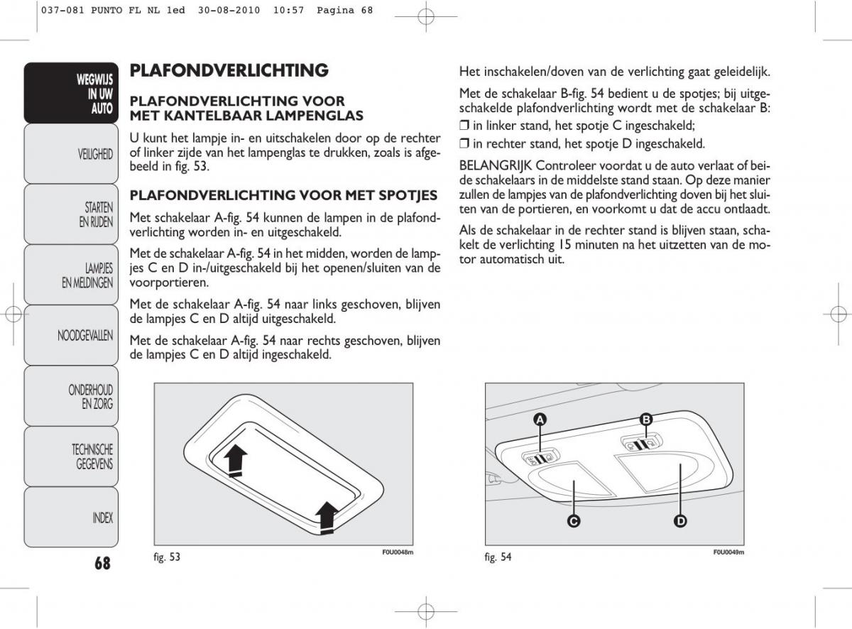 Fiat Punto Evo handleiding / page 70