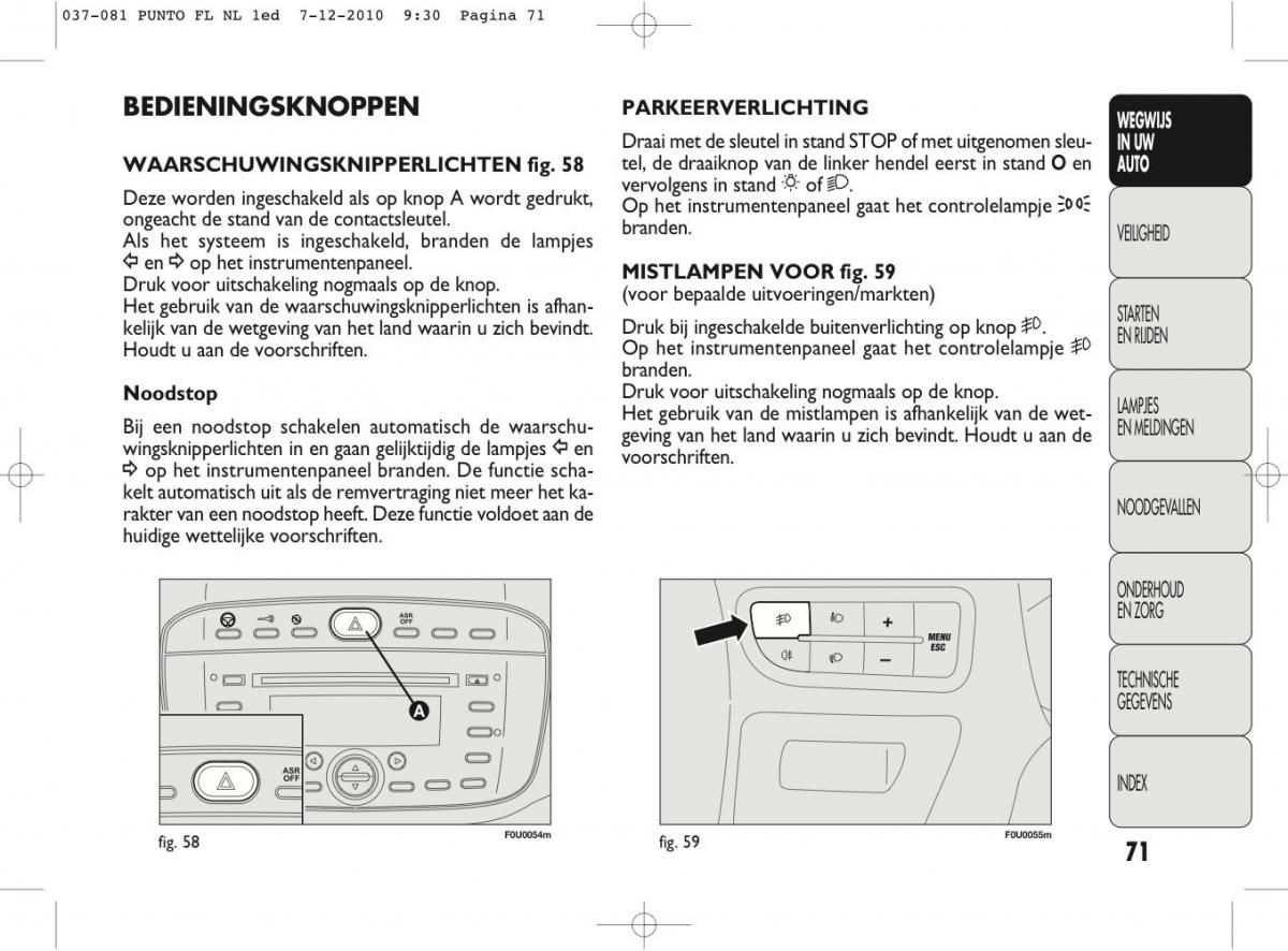 Fiat Punto Evo handleiding / page 73