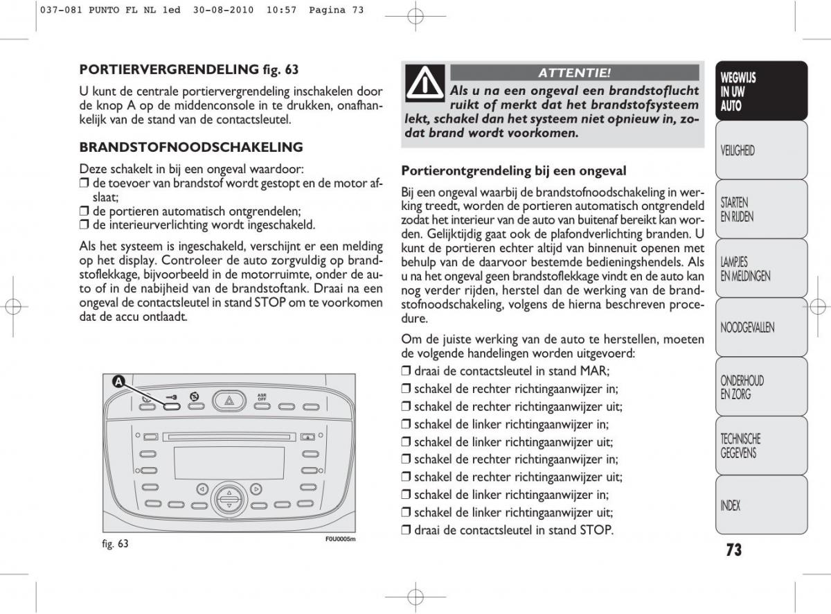 Fiat Punto Evo handleiding / page 75