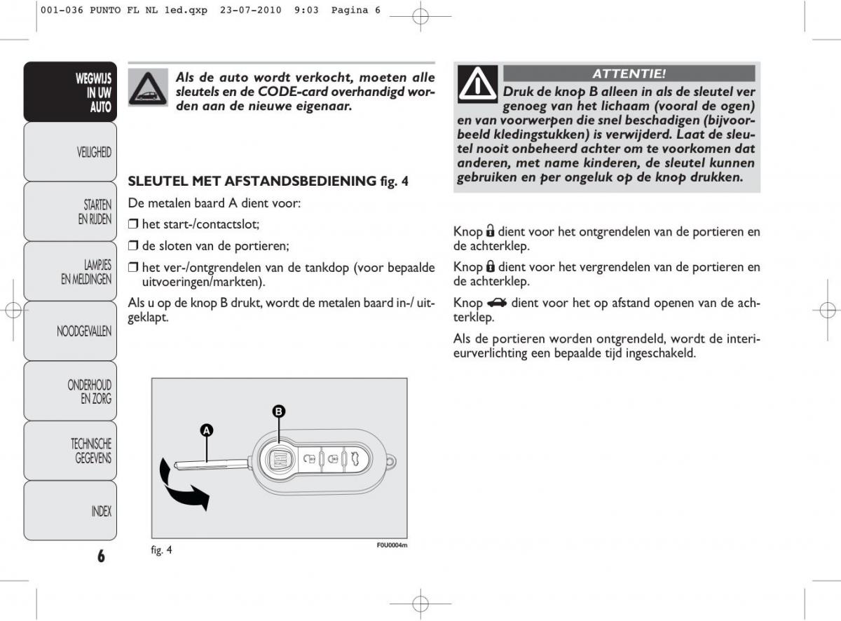 Fiat Punto Evo handleiding / page 8