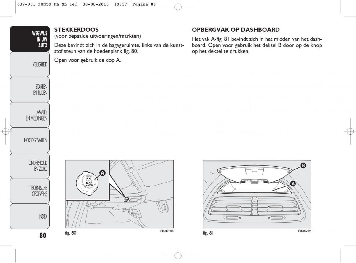 Fiat Punto Evo handleiding / page 82