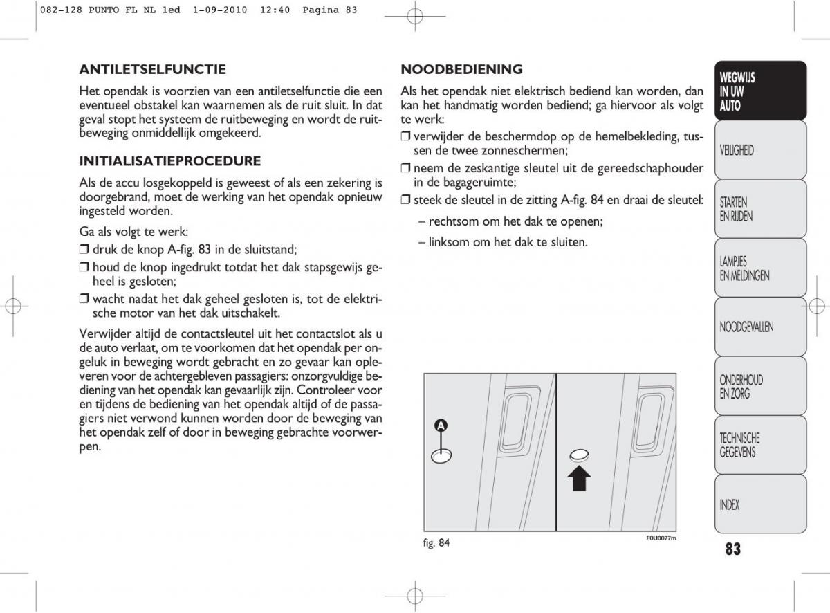 Fiat Punto Evo handleiding / page 85