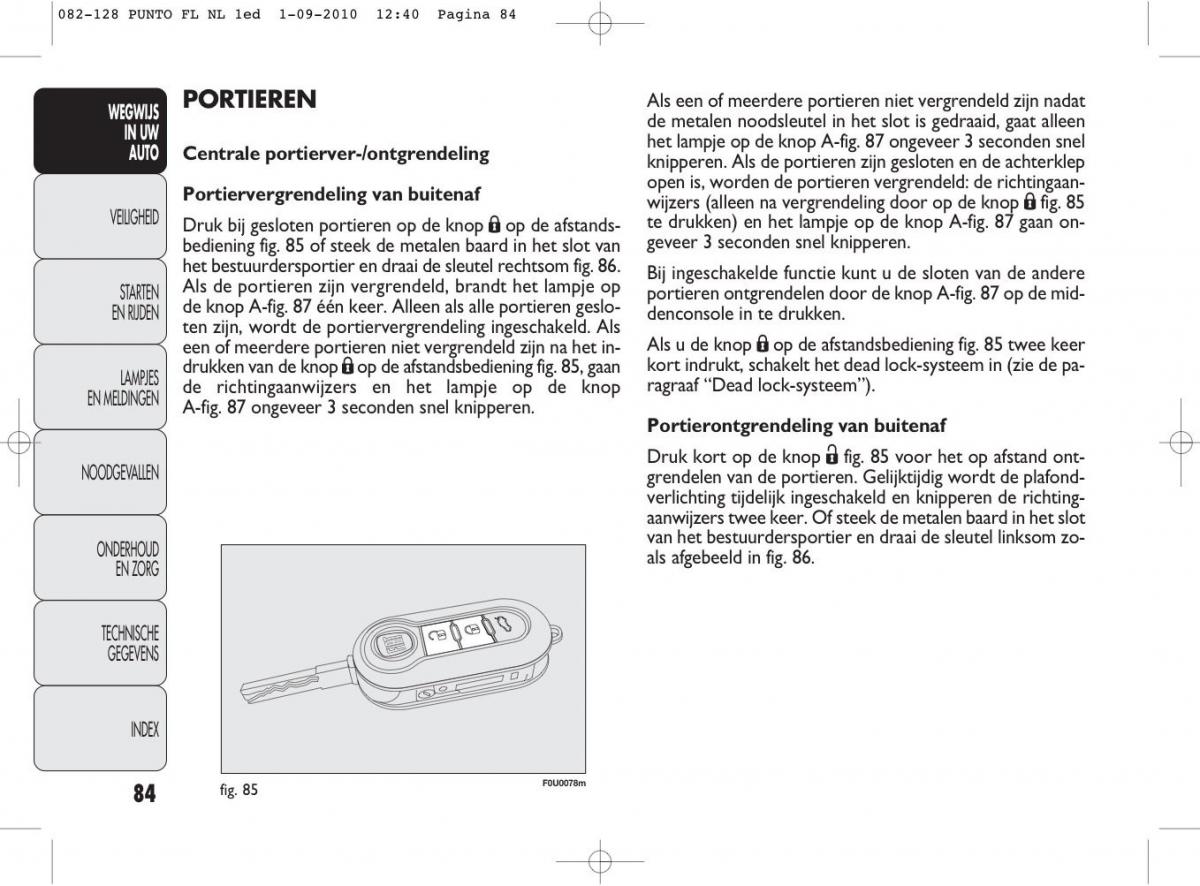 Fiat Punto Evo handleiding / page 86