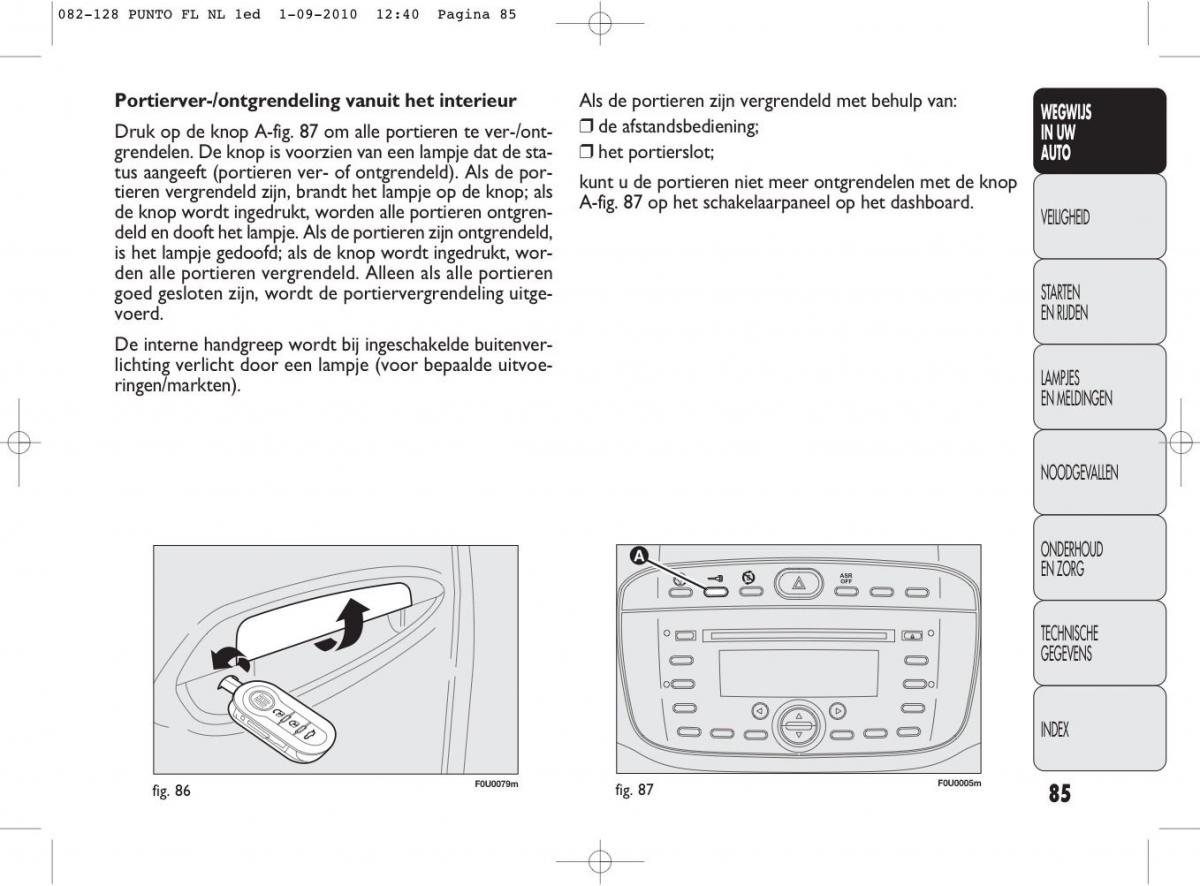 Fiat Punto Evo handleiding / page 87