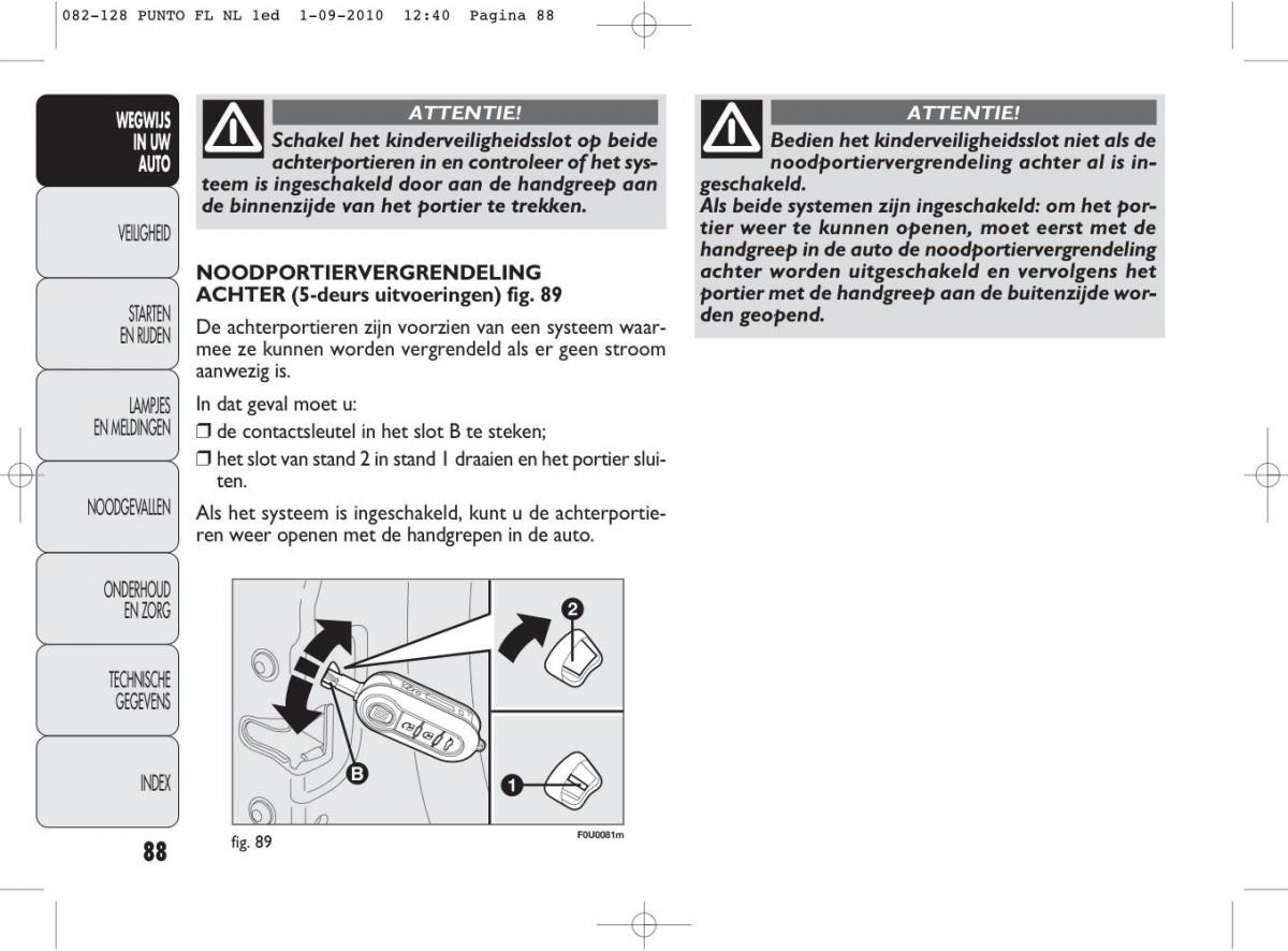 Fiat Punto Evo handleiding / page 90