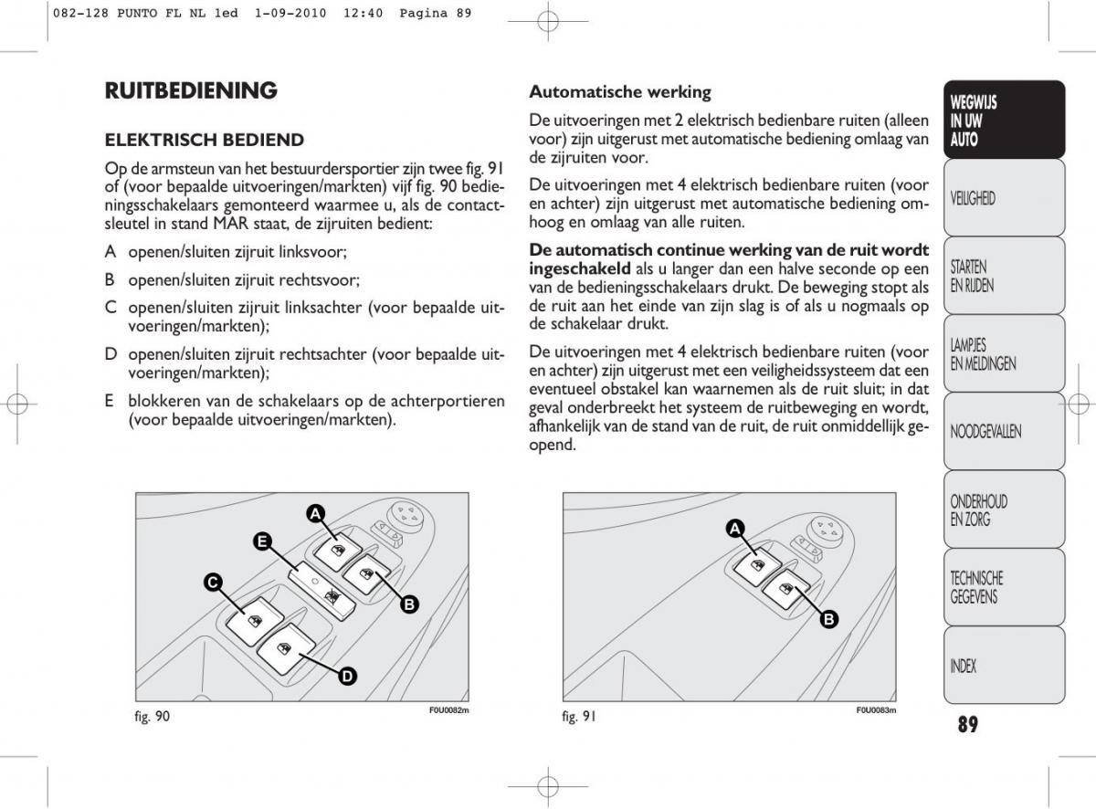 Fiat Punto Evo handleiding / page 91