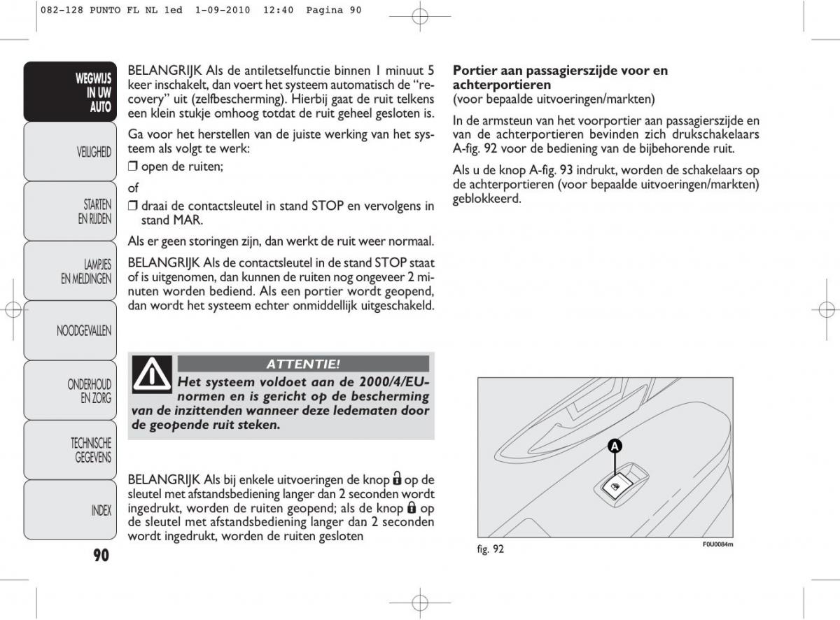 Fiat Punto Evo handleiding / page 92