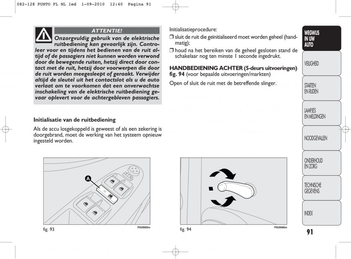 Fiat Punto Evo handleiding / page 93