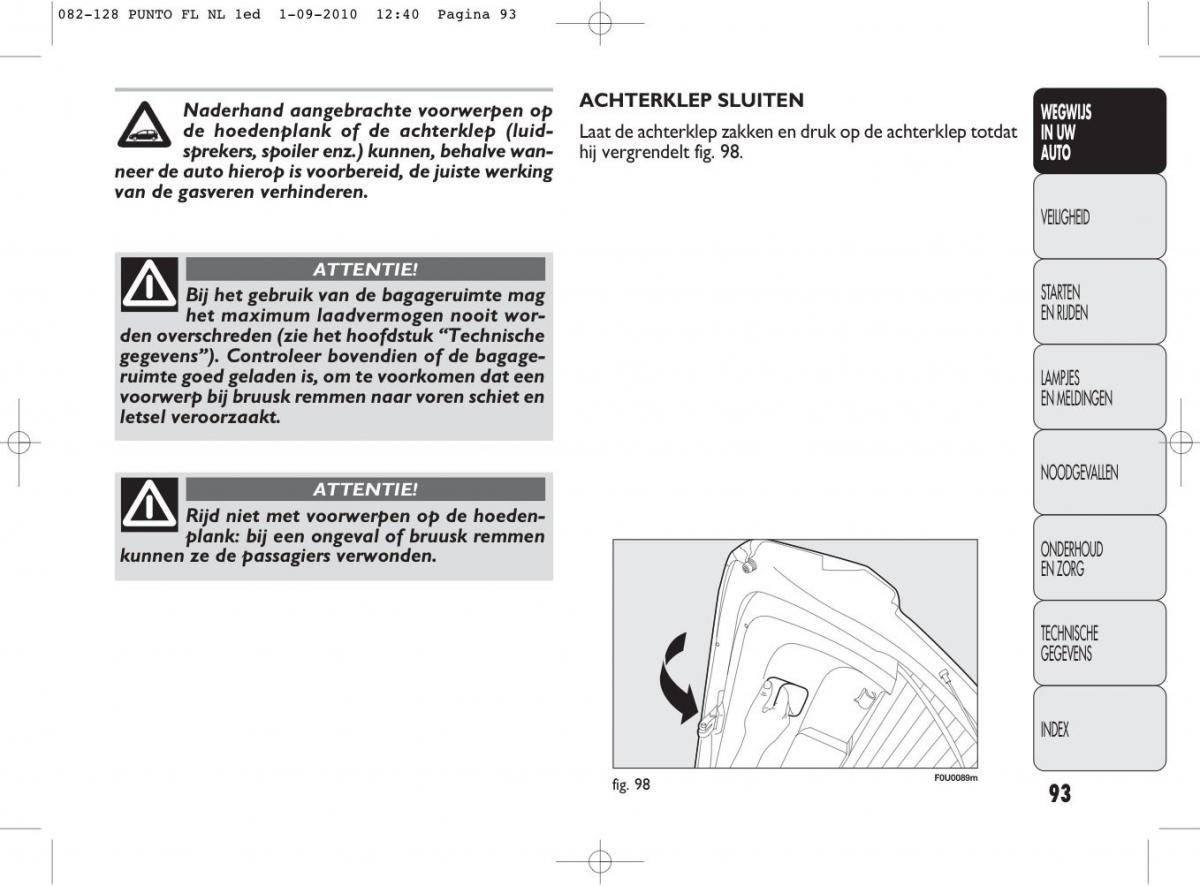 Fiat Punto Evo handleiding / page 95