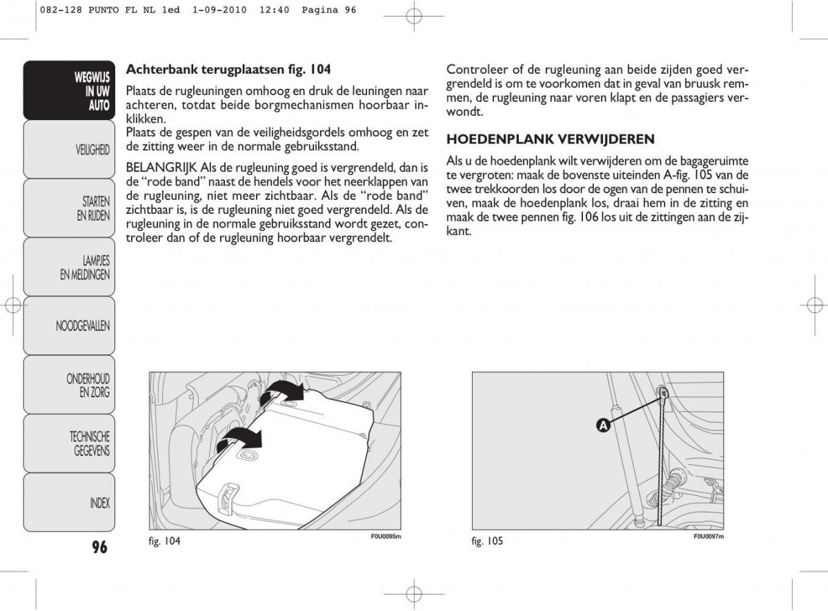 Fiat Punto Evo handleiding / page 98