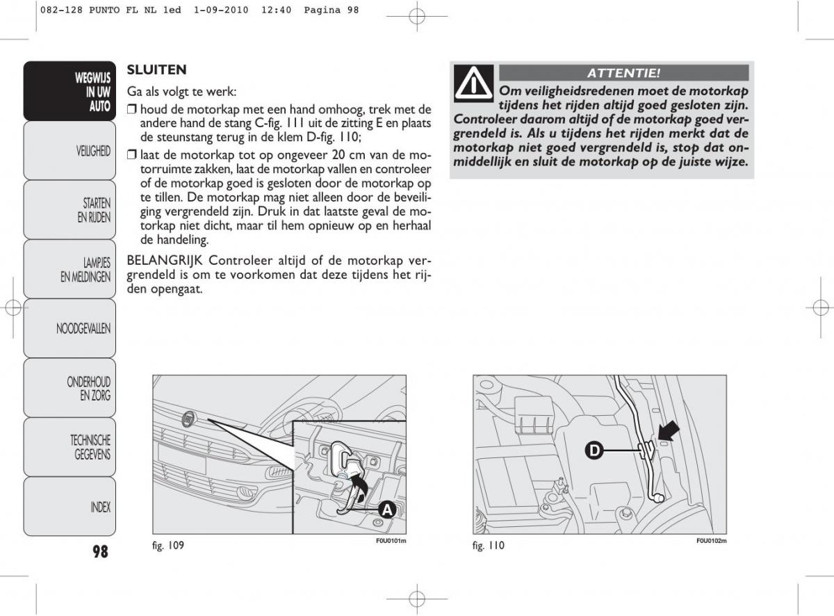 Fiat Punto Evo handleiding / page 100