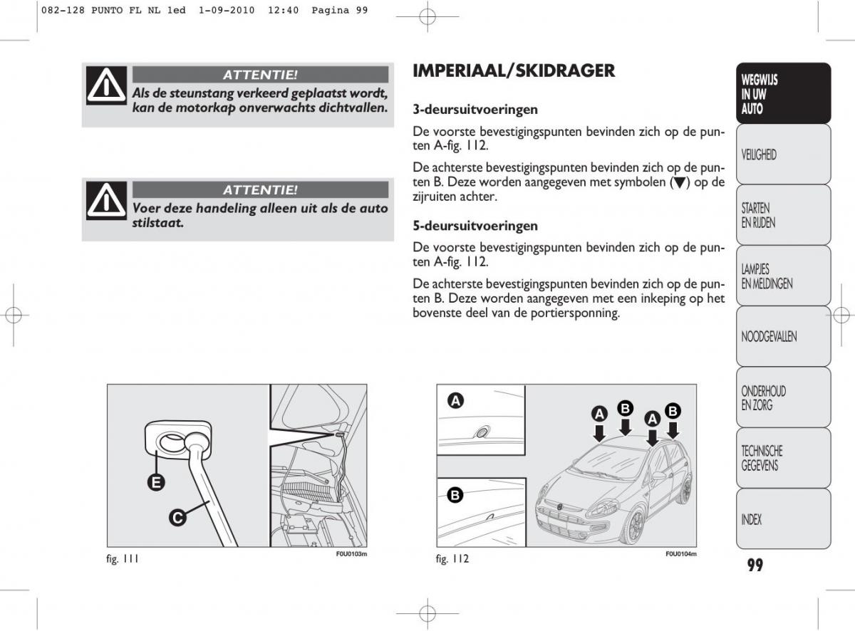 Fiat Punto Evo handleiding / page 101