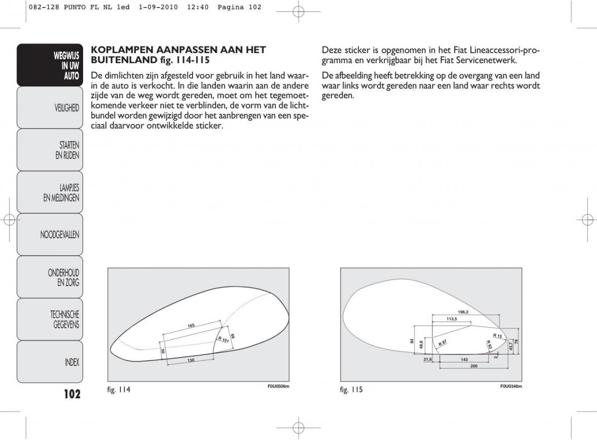 Fiat Punto Evo handleiding / page 104