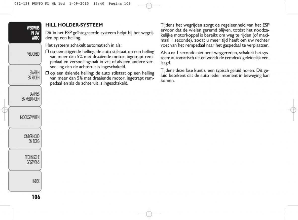 Fiat Punto Evo handleiding / page 108