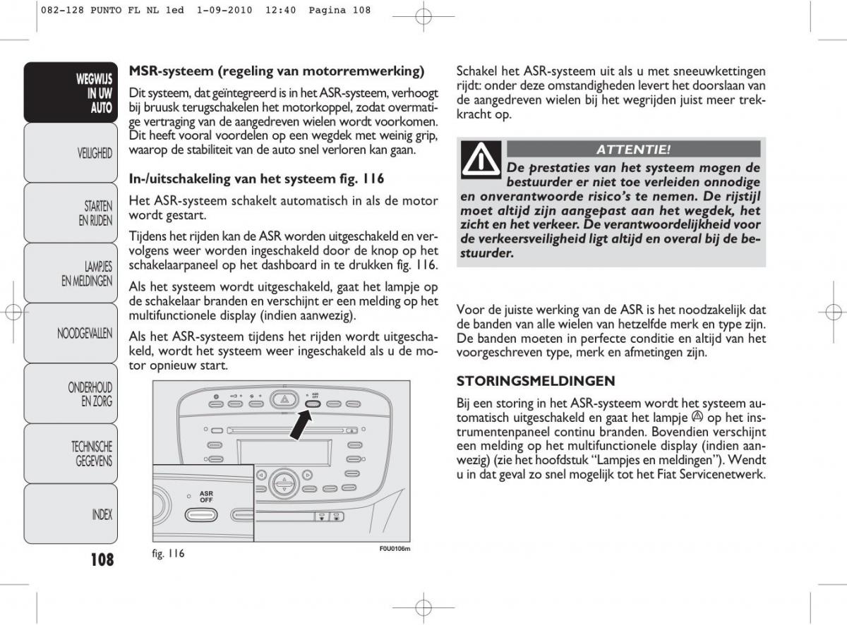 Fiat Punto Evo handleiding / page 110