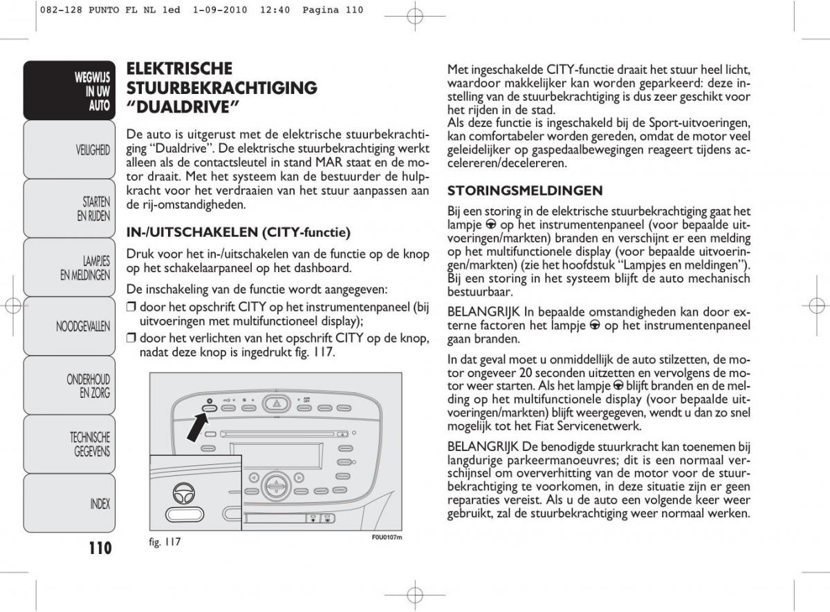 Fiat Punto Evo handleiding / page 112