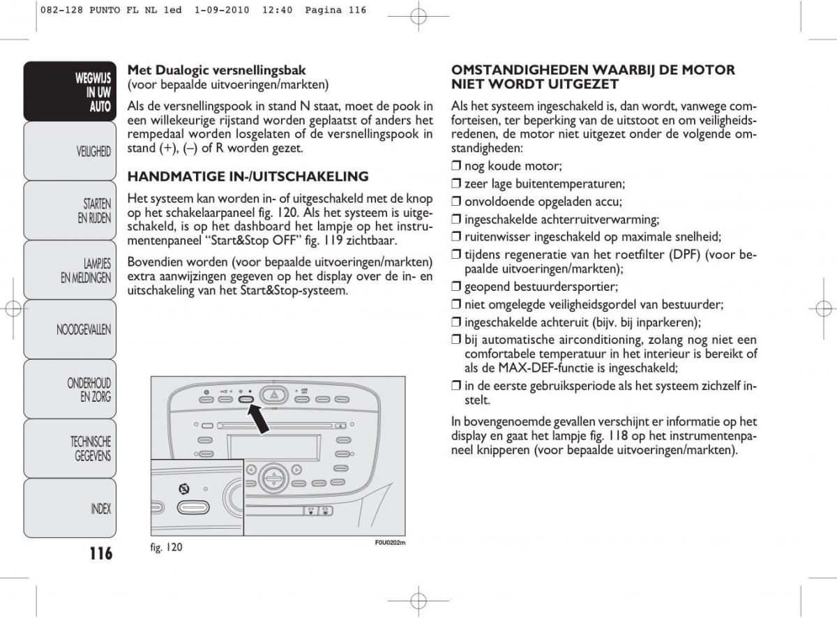 Fiat Punto Evo handleiding / page 118