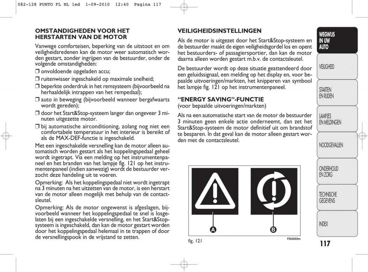 Fiat Punto Evo handleiding / page 119