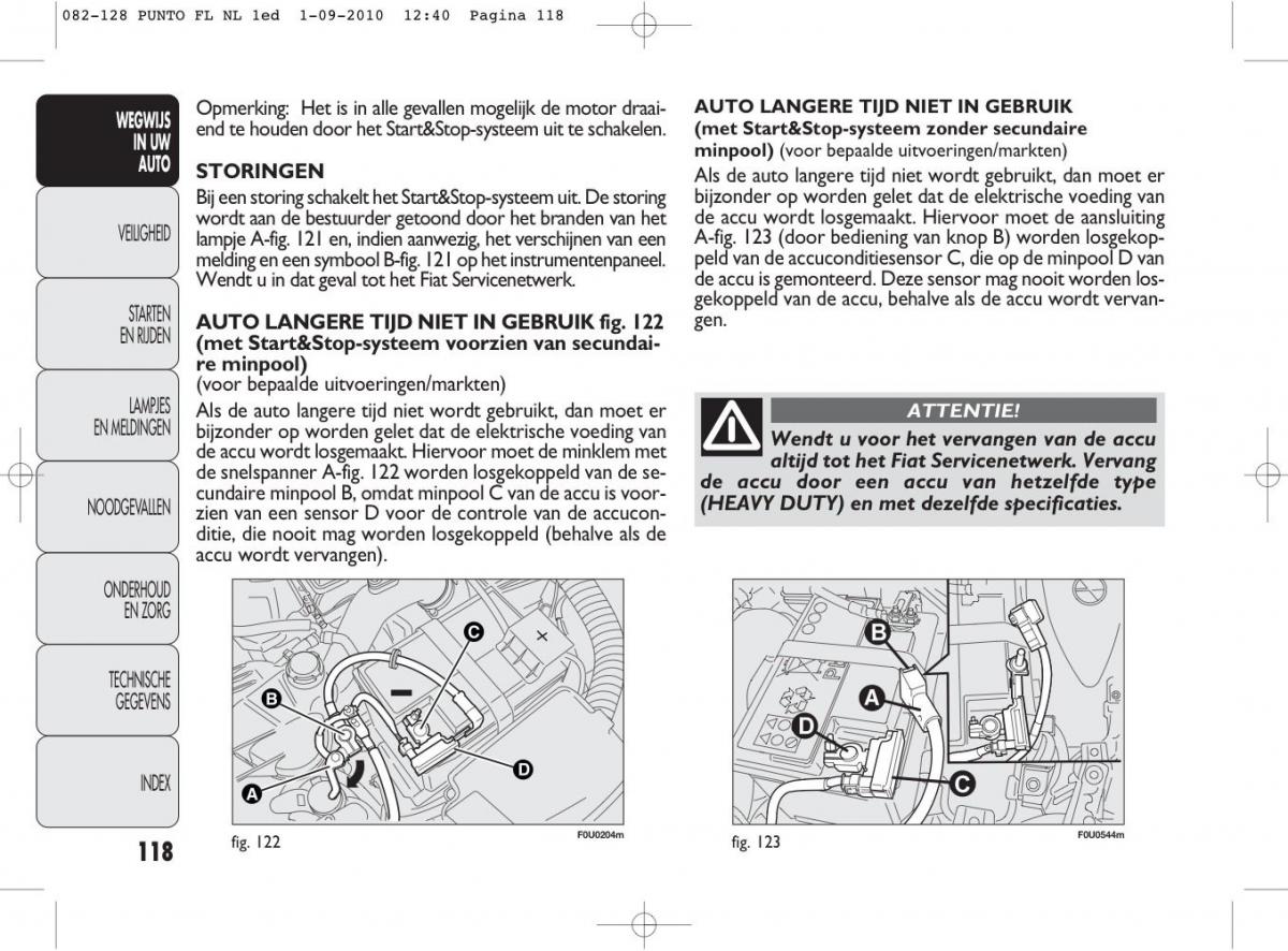 Fiat Punto Evo handleiding / page 120