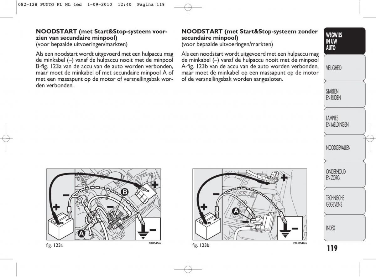 Fiat Punto Evo handleiding / page 121