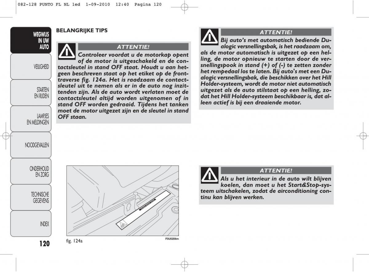 Fiat Punto Evo handleiding / page 122