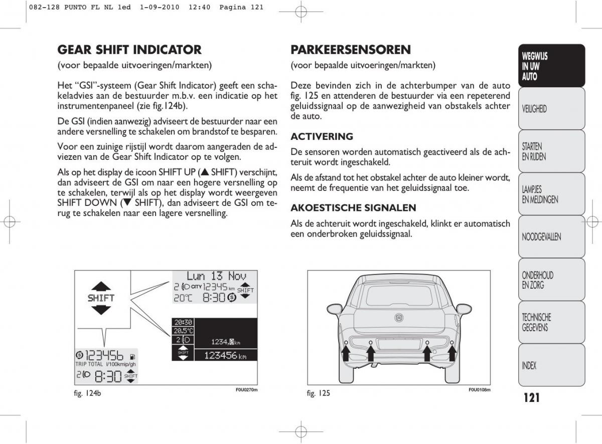 Fiat Punto Evo handleiding / page 123