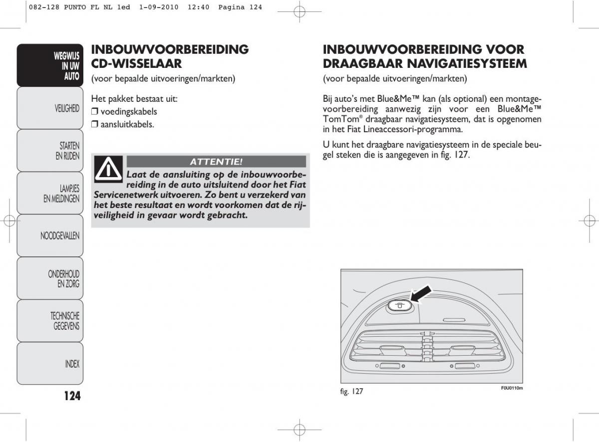 Fiat Punto Evo handleiding / page 126