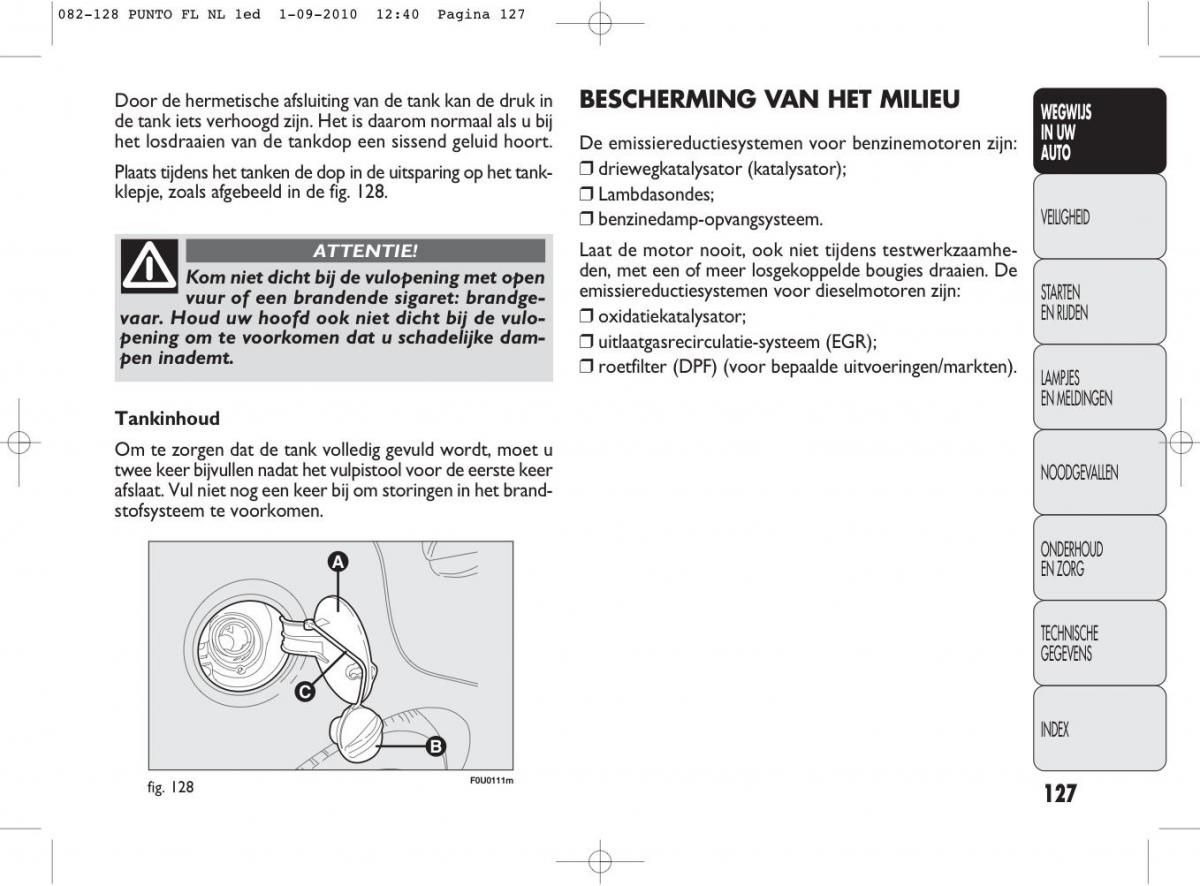 Fiat Punto Evo handleiding / page 129