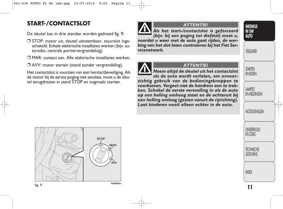 Fiat Punto Evo handleiding / page 13