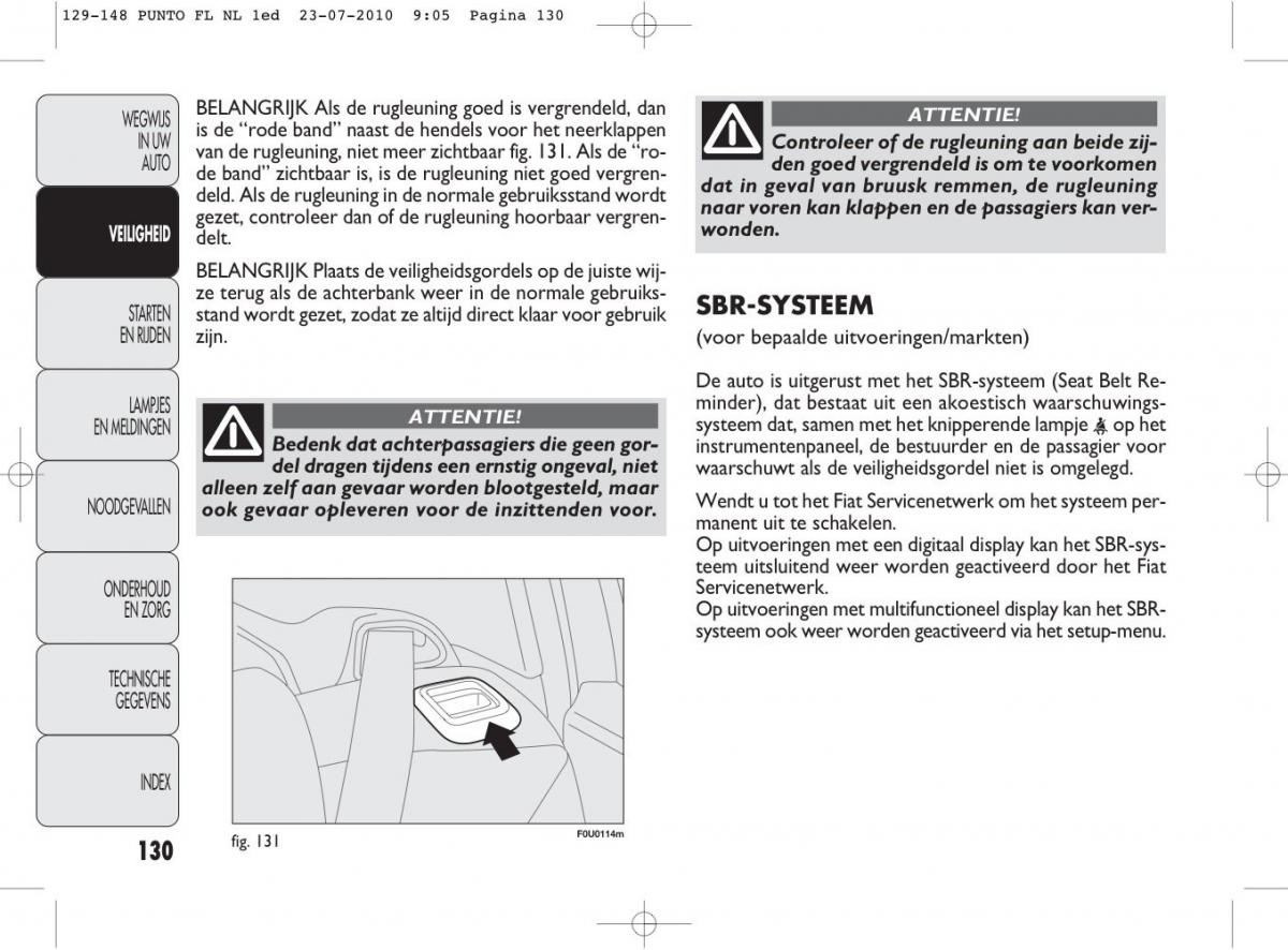 Fiat Punto Evo handleiding / page 132