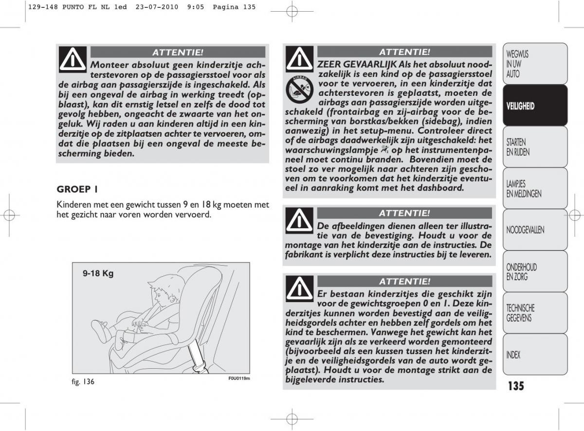 Fiat Punto Evo handleiding / page 137