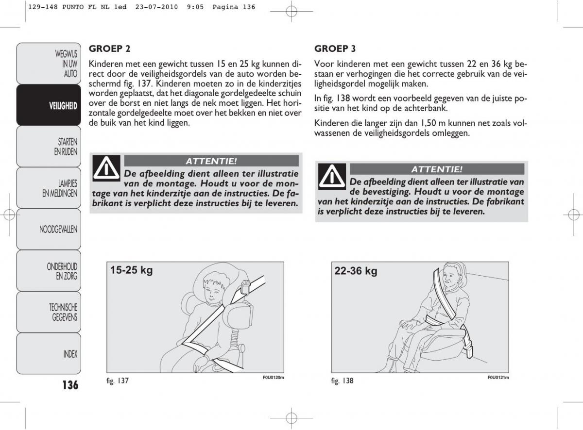 Fiat Punto Evo handleiding / page 138