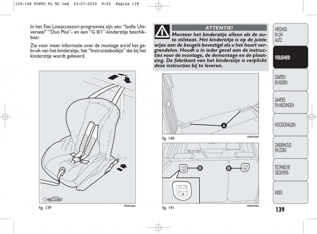 Fiat Punto Evo handleiding / page 141