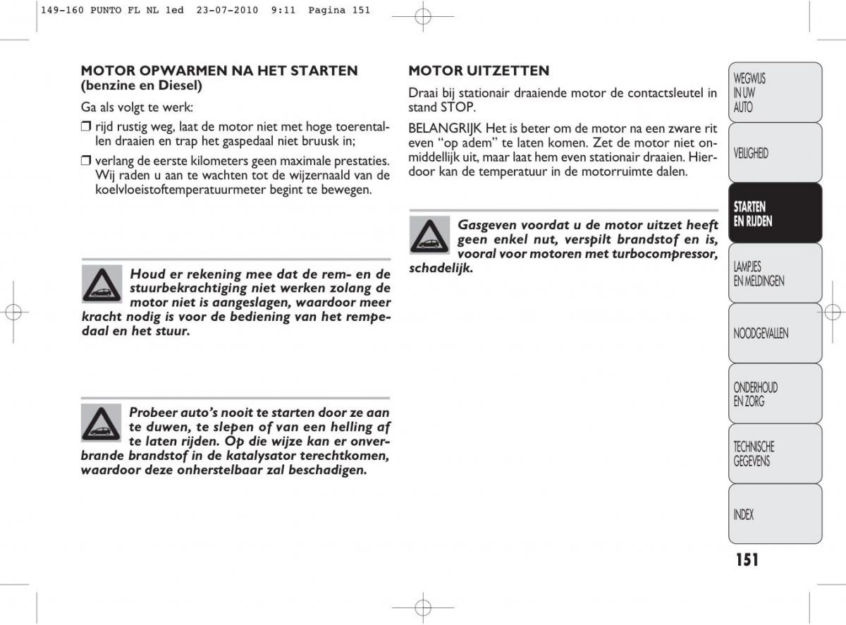 Fiat Punto Evo handleiding / page 153