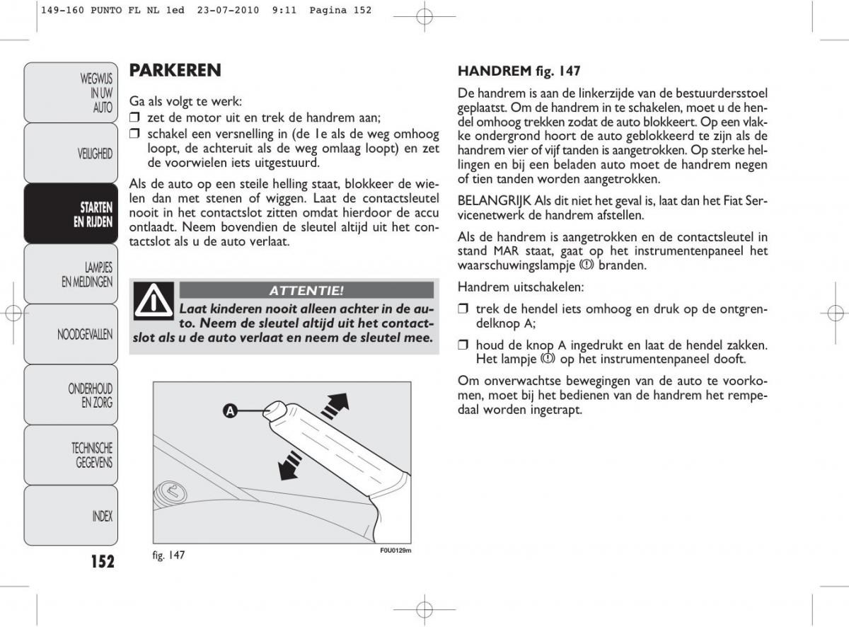 Fiat Punto Evo handleiding / page 154