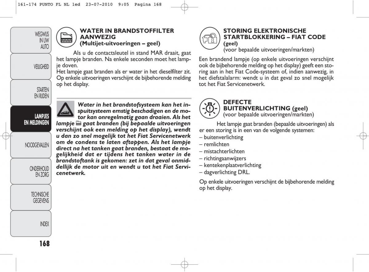 Fiat Punto Evo handleiding / page 170