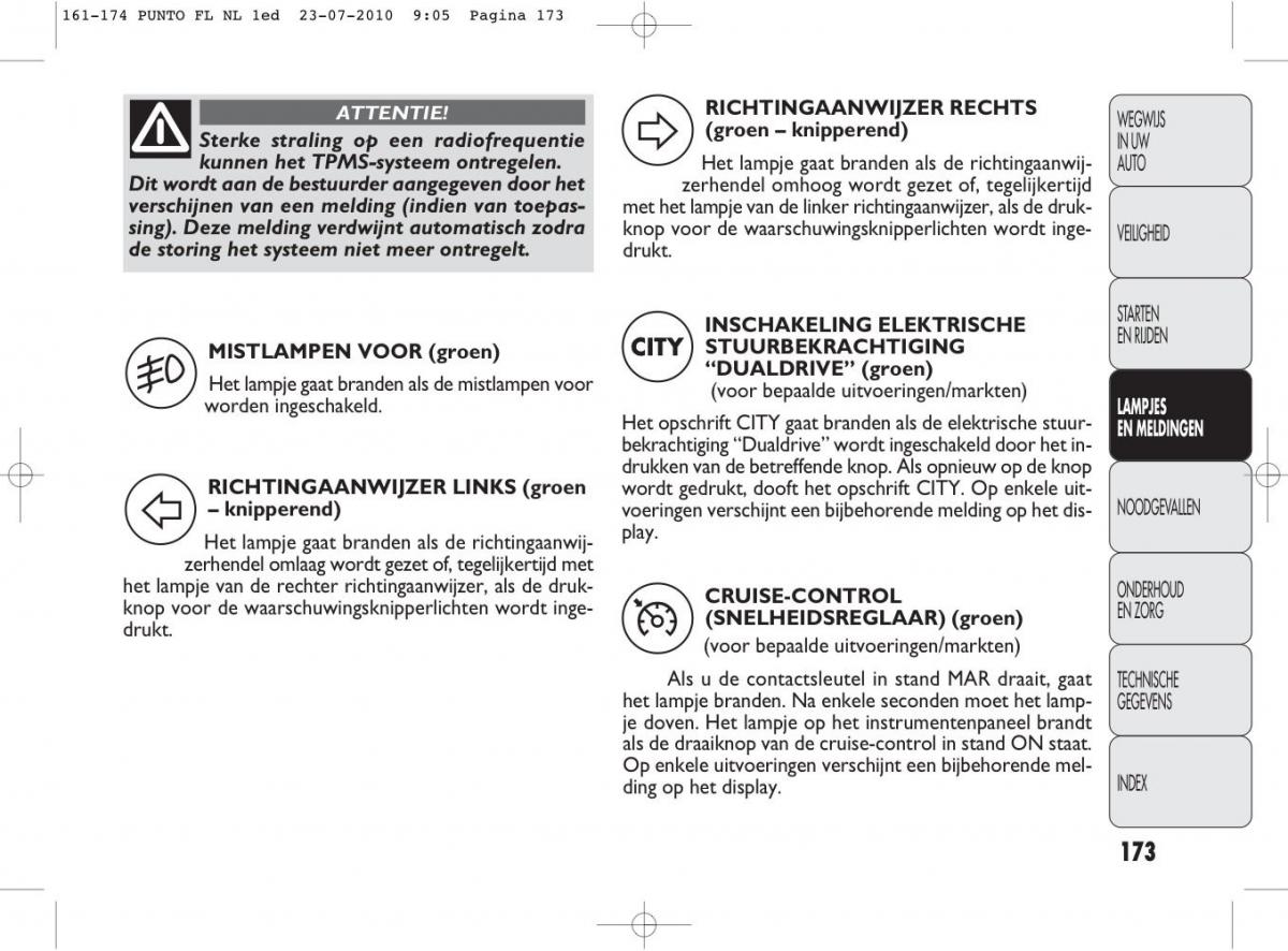 Fiat Punto Evo handleiding / page 175