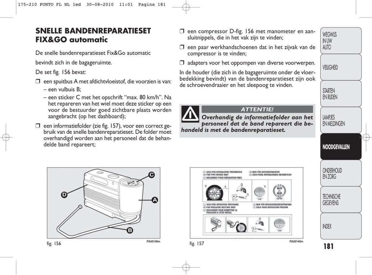 Fiat Punto Evo handleiding / page 183