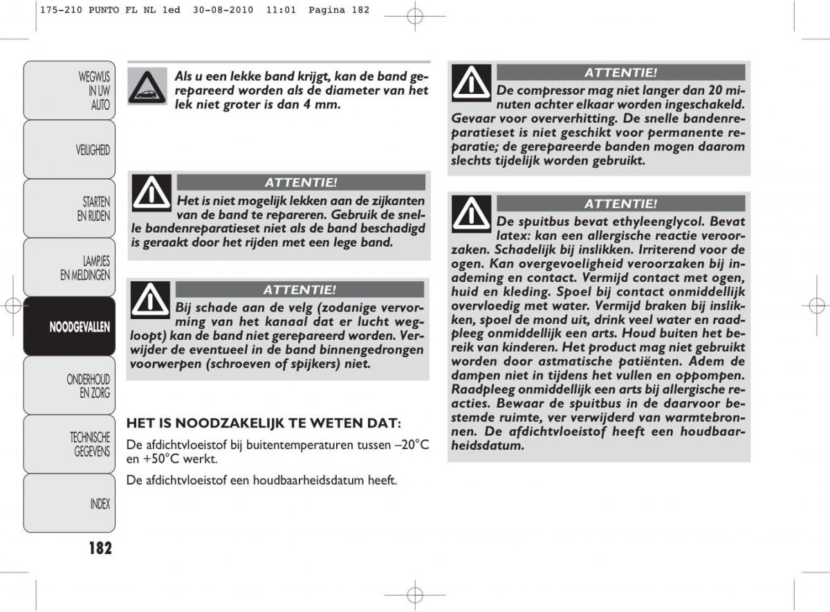 Fiat Punto Evo handleiding / page 184