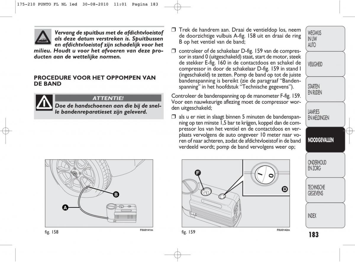 Fiat Punto Evo handleiding / page 185