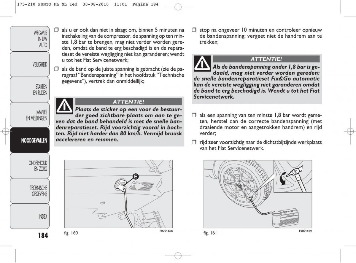 Fiat Punto Evo handleiding / page 186